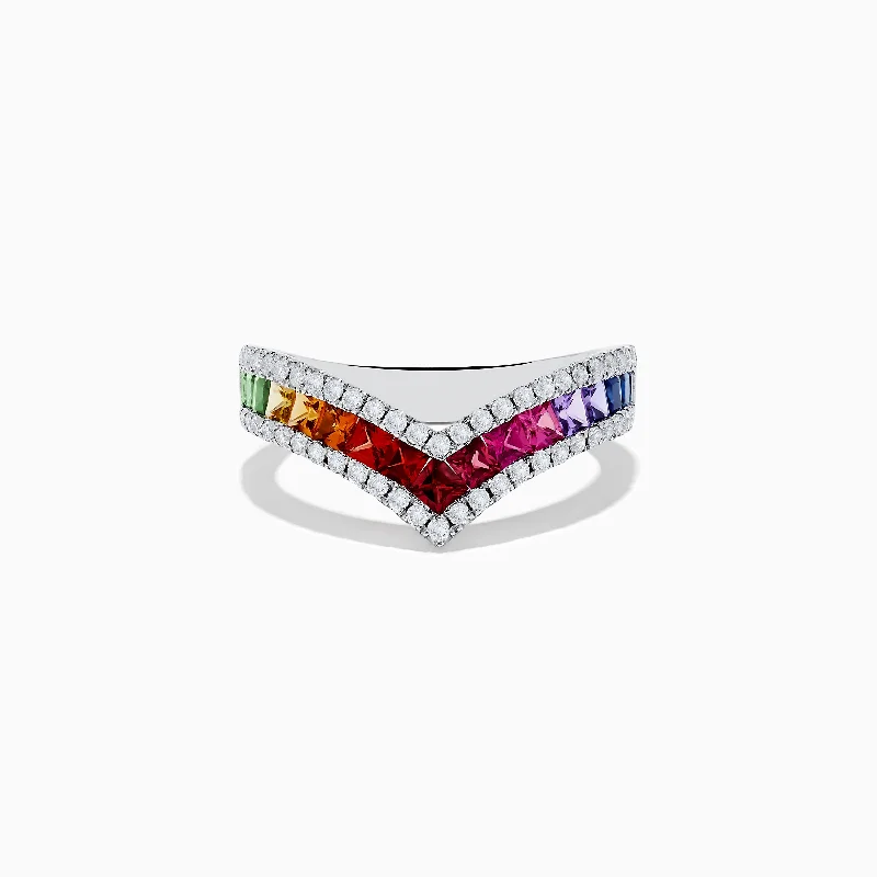 Stellar shine ring-Watercolors 14K White Gold Multi Sapphire and Diamond Ring