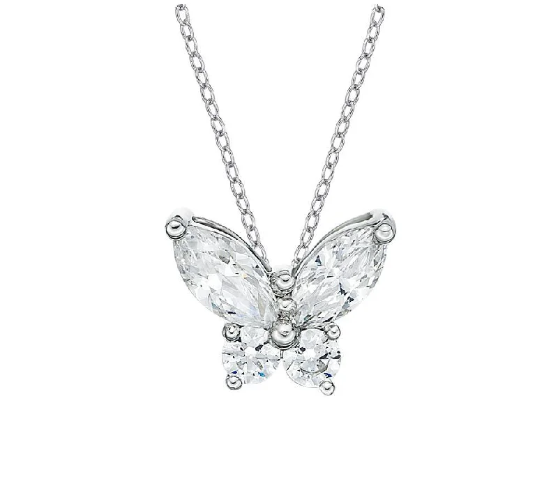 Embossed design necklace-Fancy pendant with 0.62 carats* of diamond simulants in 10 carat white gold