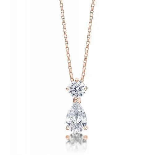 Soft stripe necklace-Fancy pendant with 1.79 carats* of diamond simulants in 10 carat rose gold