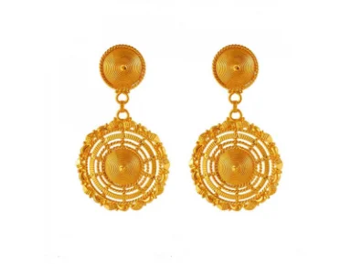 Jade point earrings-Gorgeous 22k Spherical Shape Gold Earrings With Minute Detailings