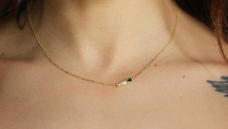 Toned hue necklace-Green Opal Dreams Crystals Necklace