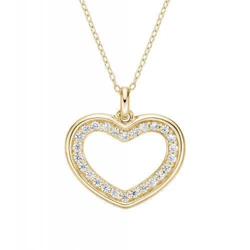 Hemp wrap necklace-Heart pendant with 0.45 carats* of diamond simulants in 10 carat yellow gold