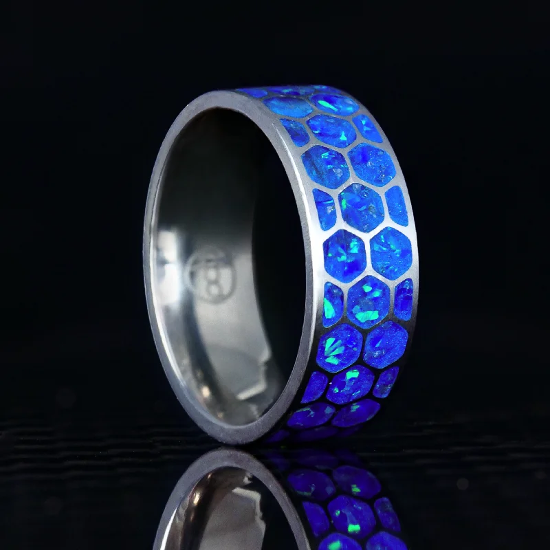 Wool band ring-Hexagon Winter's Howl Glowstone Ring