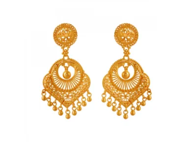 Pentagon stone earrings-Intricately Designed 22k Gold Jhumka Style Earrings