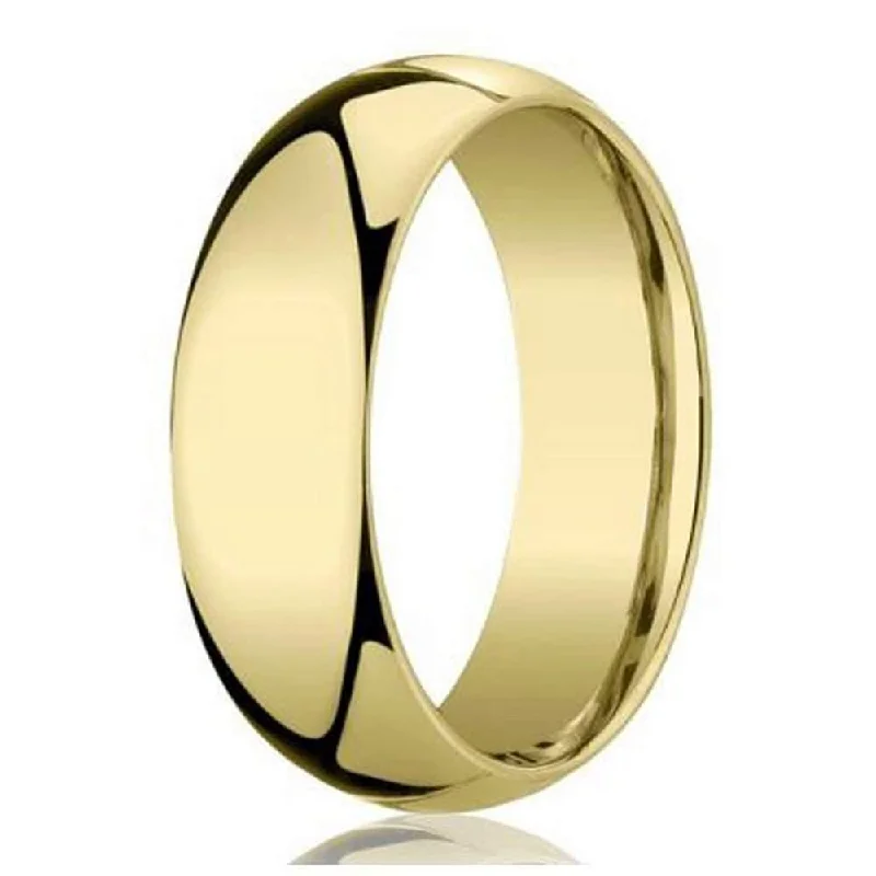 Angled rim ring-Designer 5 mm Domed Comfort-fit 10K Yellow Gold Wedding Band