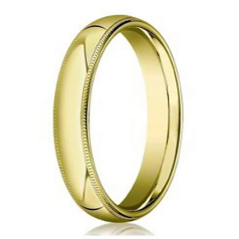 Skewed gem ring-Designer Men's Wedding Band in 14K Yellow Gold With Beading | 5mm