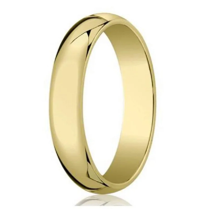 Shining spark ring-Designer 14K Yellow Gold Men's Wedding Band, Dome Profile | 5mm