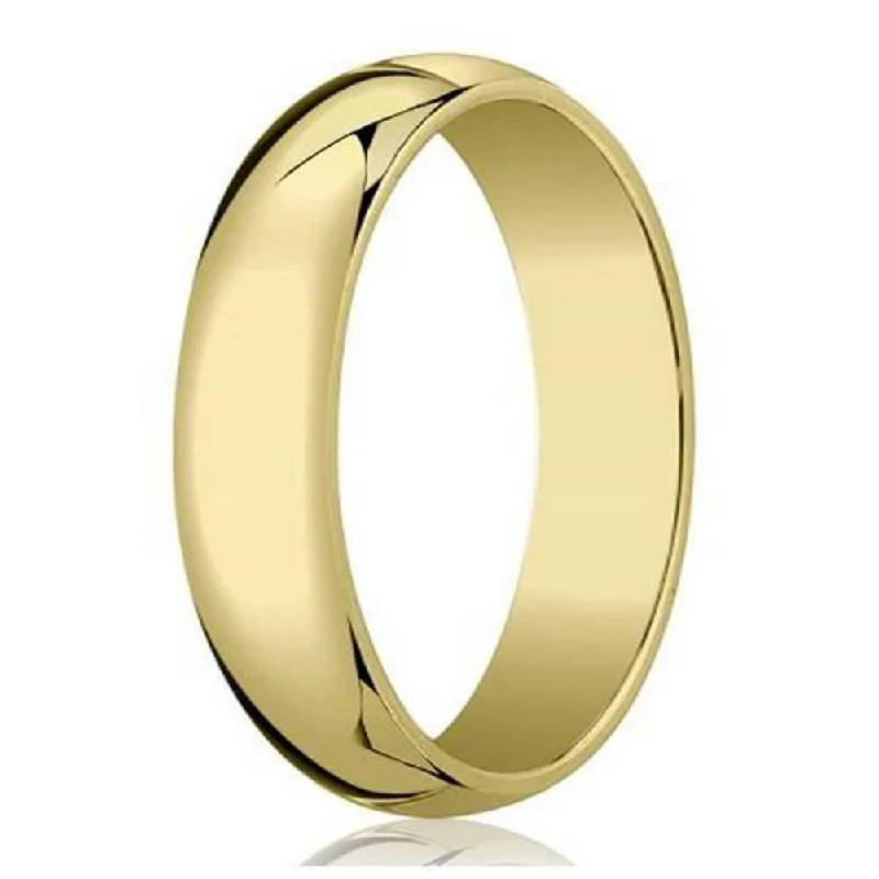 Etched groove ring-Men's 6mm Traditional Domed Polished Finish 14k Yellow Gold Wedding Band