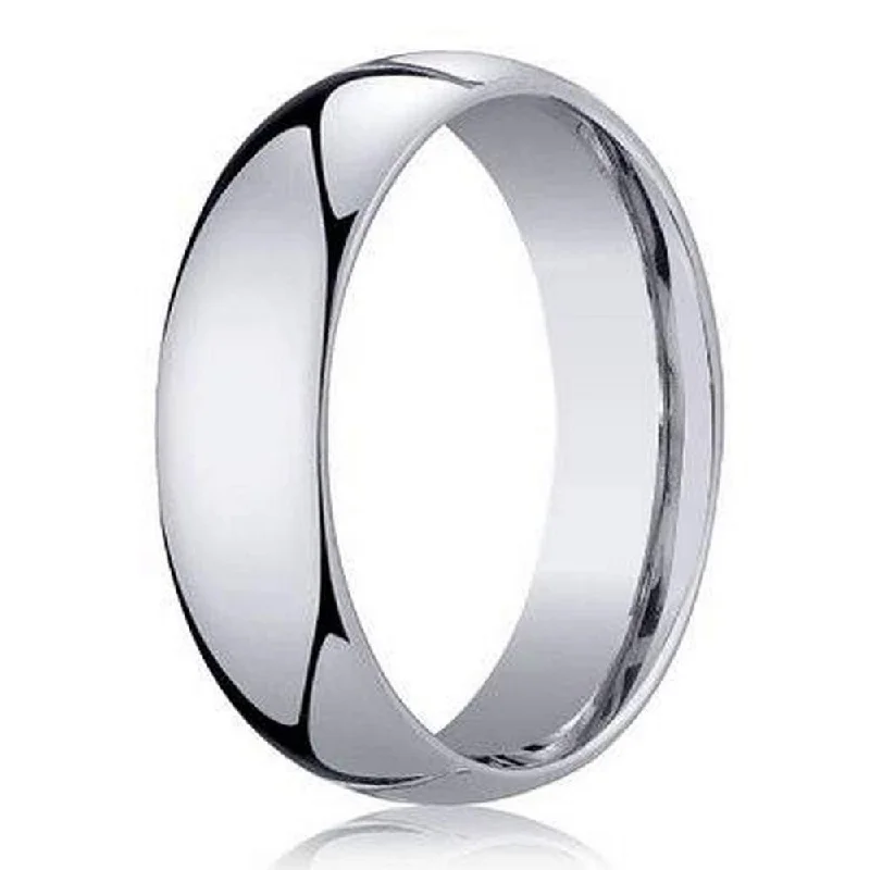 Curved metal ring-Men's Wedding Band in 950 Platinum, Classic Design- 5mm