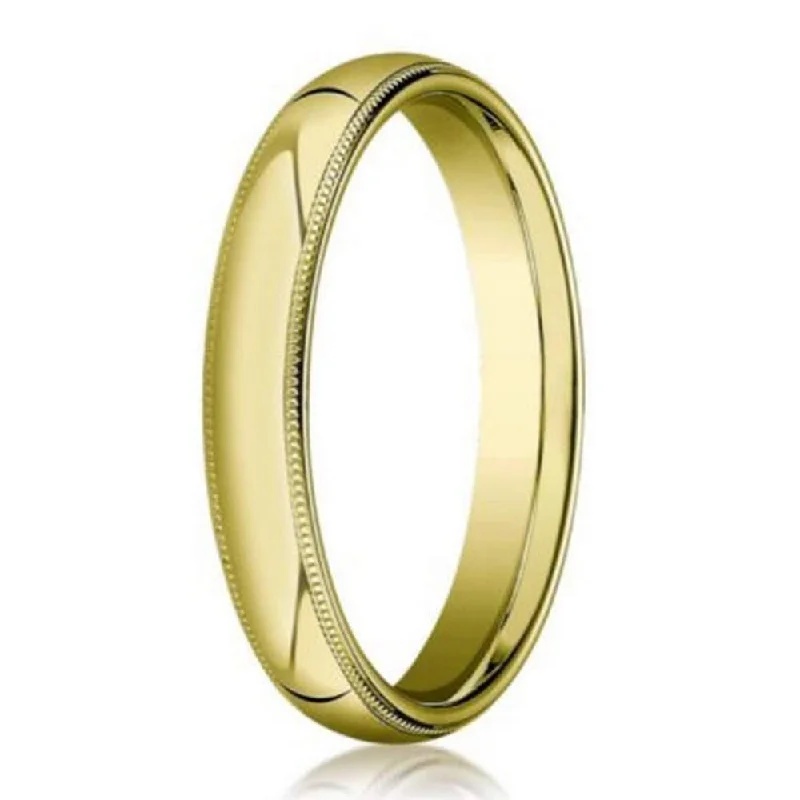 Nickel band ring-18K Yellow Gold Men's Designer  Band with Milgrain Edges | 3mm