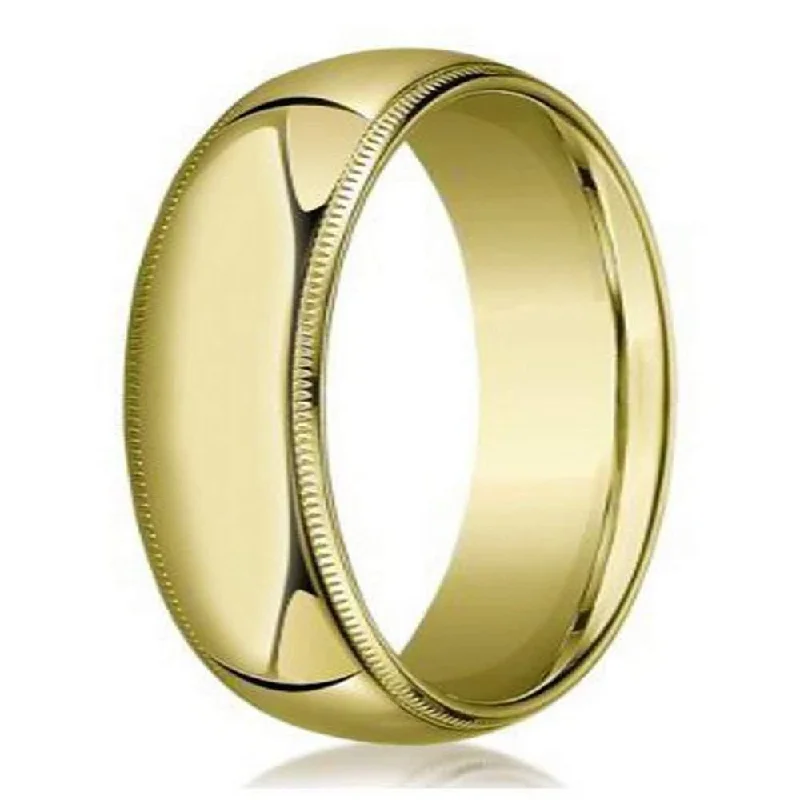 Floral weave ring-Men's Designer Wedding Ring in 18K Yellow Gold with Milgrain | 7mm