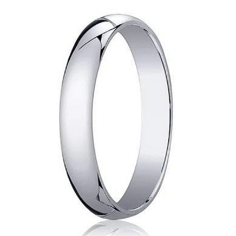 Stellar shine ring-Men's 18K White Gold Designer Wedding Ring, Domed Profile | 3mm