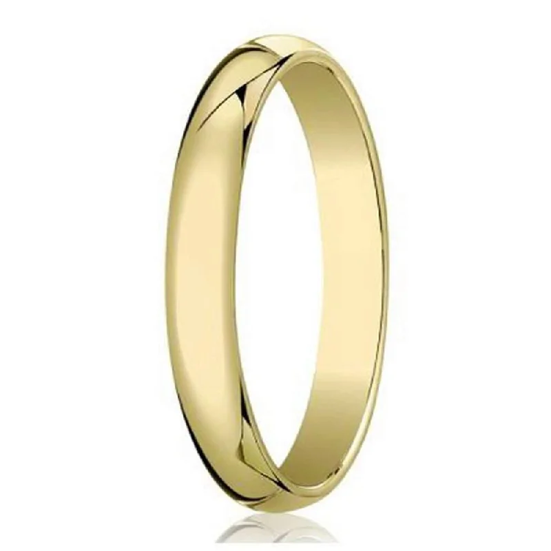 Oat stem ring-Polished Yellow Gold Men's Designer Wedding Band in 18K | 4mm