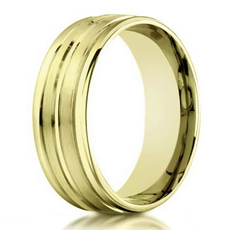 Apex set ring-Men's 18K Yellow Gold Designer Wedding Band, Polished Groove | 6mm