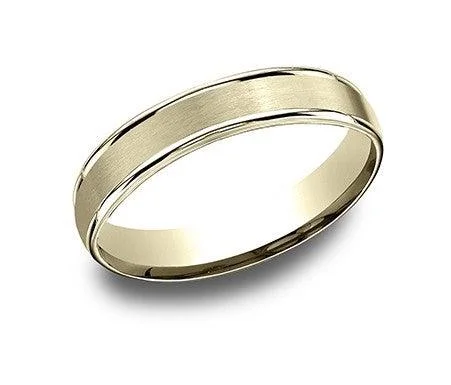 Regency curve ring-Designer 18K Yellow Gold Wedding Band for Men, Double Ridge | 4mm