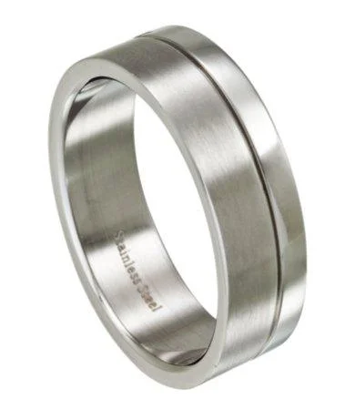 Apex set ring-Polished and Brushed Finish Stainless Steel Ring for Men | 8mm