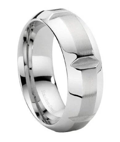 Vine halo ring-Stainless Steel Wide Notched Ring-9mm