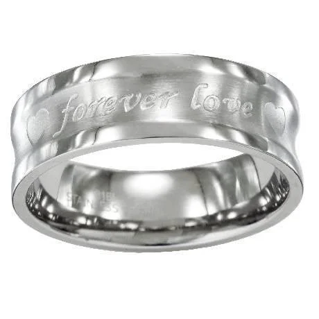 Coir braid ring-Stainless Steel Wedding Ring with "Forever Love" Engraving | 8mm