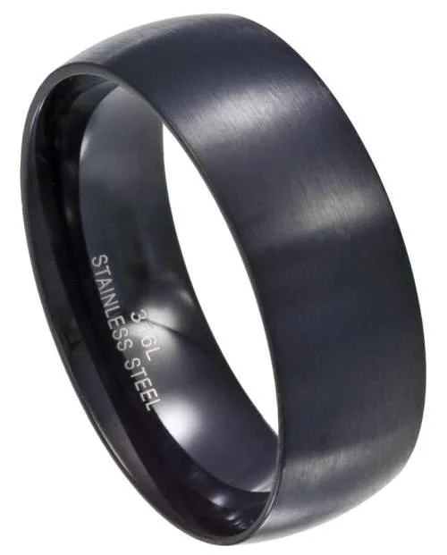 Shining spark ring-Men's Stainless Steel Black Wedding Band with Matte Finish | 8 MM