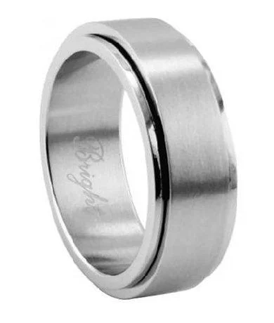 Twisting vine ring-Men's Stainless Steel Spinner Ring with Satin Finish and Polished Edges | 7mm