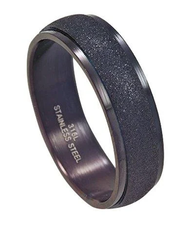 Oat stem ring-Black Stainless Steel Ring for Men with Sandblasted Finish | 7mm