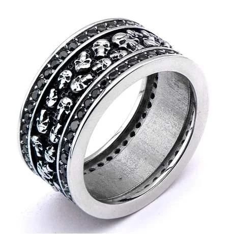 Silk strip ring-Stainless Steel Multi Skull Ring with Modern -12mm