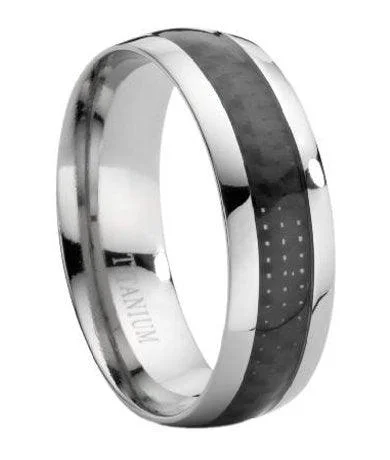 Tidal vortex ring-Titanium Ring with Carbon Fiber Inlay -7.9mm