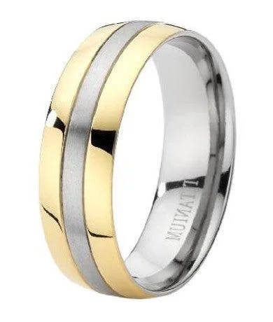 Pine bark ring-Men's Two Tone Titanium 8mm Wedding Ring with Brushed Finish-8mm