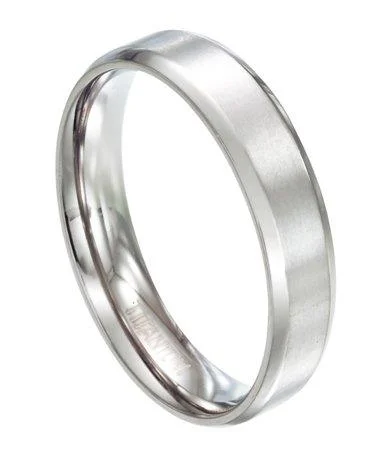 Brass forged ring-Titanium Wedding Ring with Polished Beveled Edges | 6mm