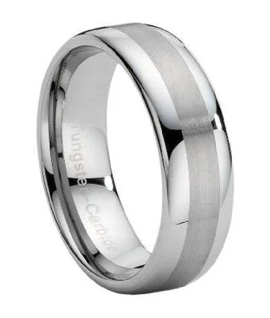 Twisting vine ring-Dual Finish Domed Tungsten Wedding Band -8mm