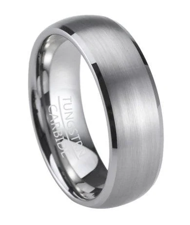 Dotted finish ring-Tungsten Men's Wedding Band with Satin Finish Oval Profile | 8mm