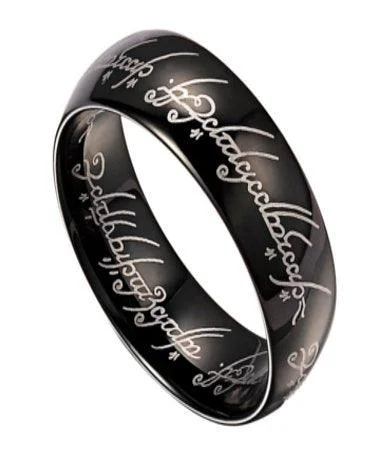 Floral weave ring-Lord of the Rings Black Tungsten Band with Elvish Script | 8mm