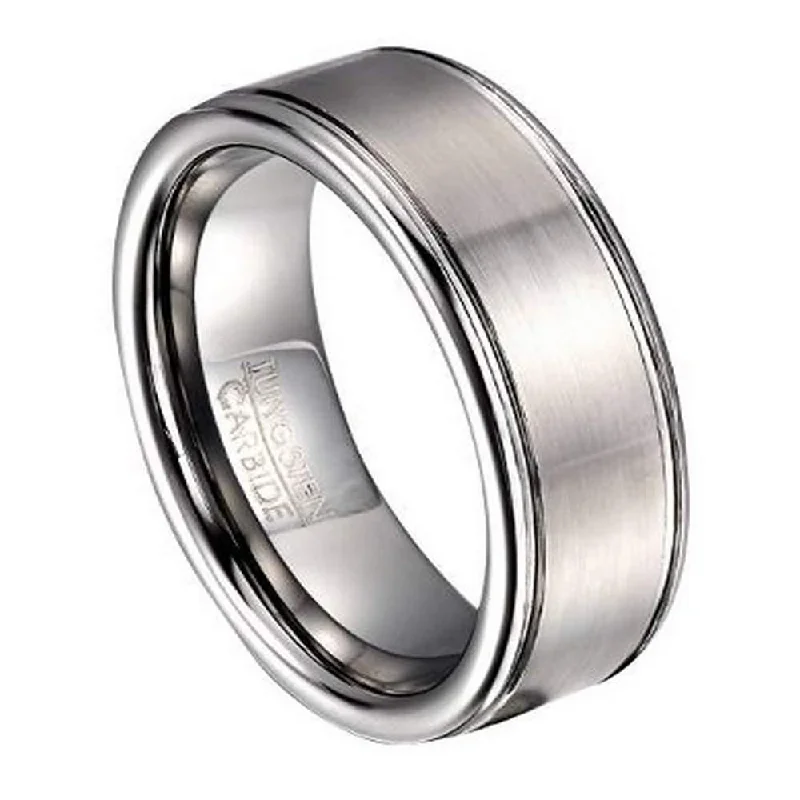 Celtic braid ring-Brushed Finish Tungsten Wedding Band for Men, Rounded Edges | 8mm