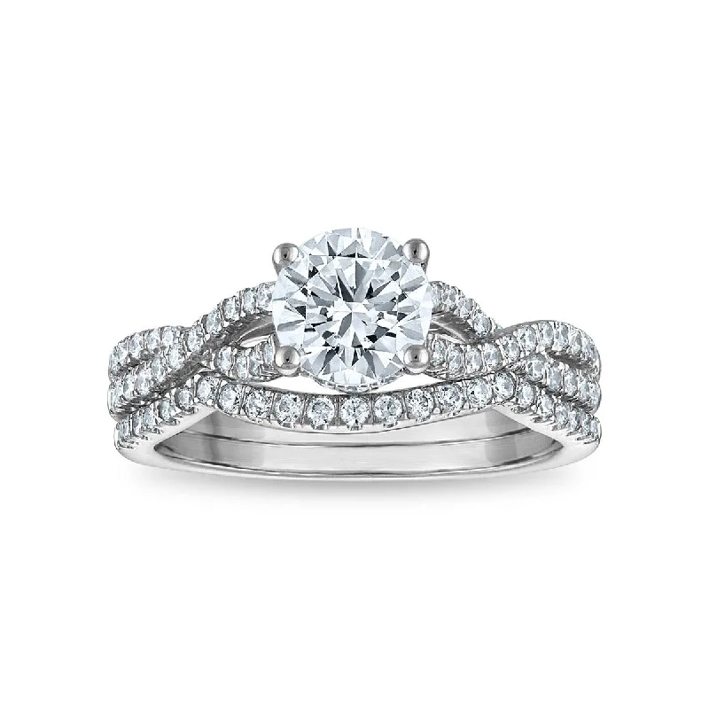 Blend metal ring-LoveSong EcoLove 1-1/2 CTW Lab Grown Diamond Infinity Bridal Set in 10KT White Gold