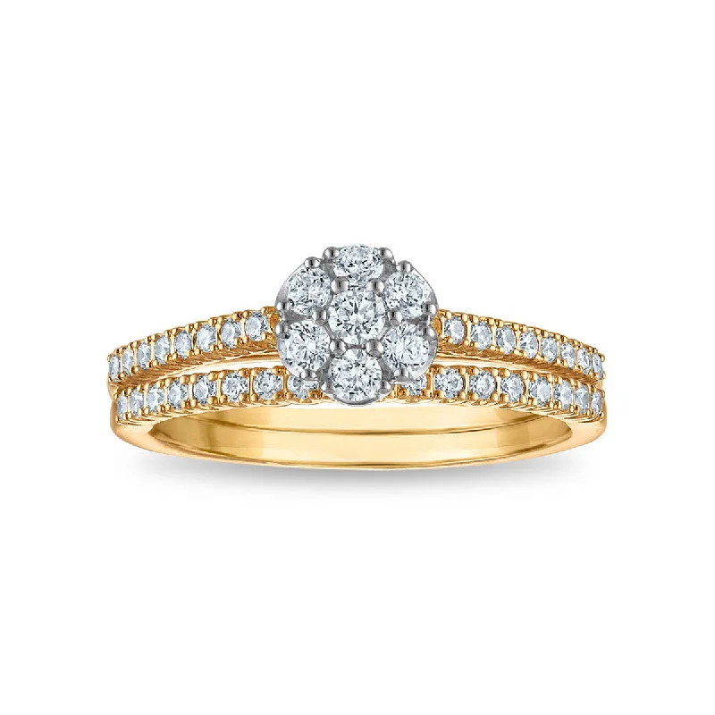 Lavender spinel ring-LoveSong EcoLove 1/2 CTW Lab Grown Diamond Bridal Set in 10KT Yellow Gold