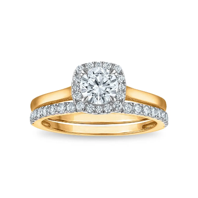 Cracked rind ring-LoveSong EcoLove 1 CTW Lab Grown Diamond Bridal Set in 10KT Gold