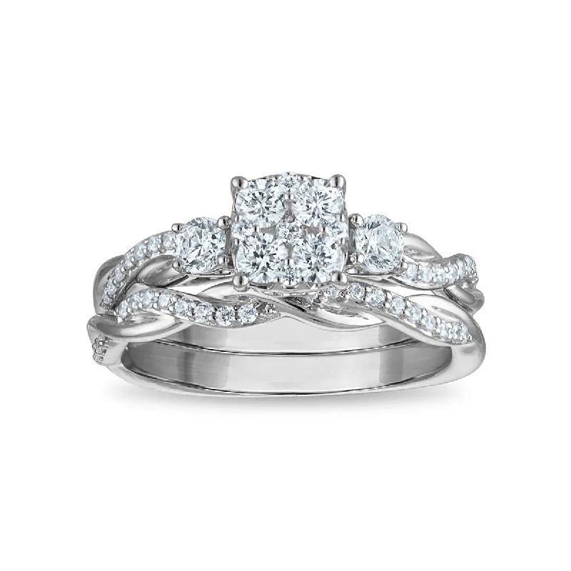 Horn curve ring-LoveSong EcoLove 3/4 CTW Lab Grown Diamond Bridal Set in 10KT White Gold