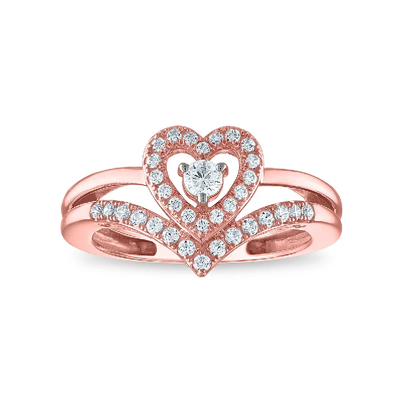 Cedar grain ring-LoveSong EcoLove 3/8 CTW Lab Grown Diamond Heart Promise Ring in 10KT Rose Gold