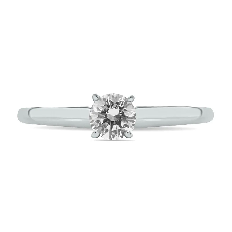 Gill ridge ring-Marquee 1/3 Carat Round Diamond Solitaire Ring in 14K White Gold