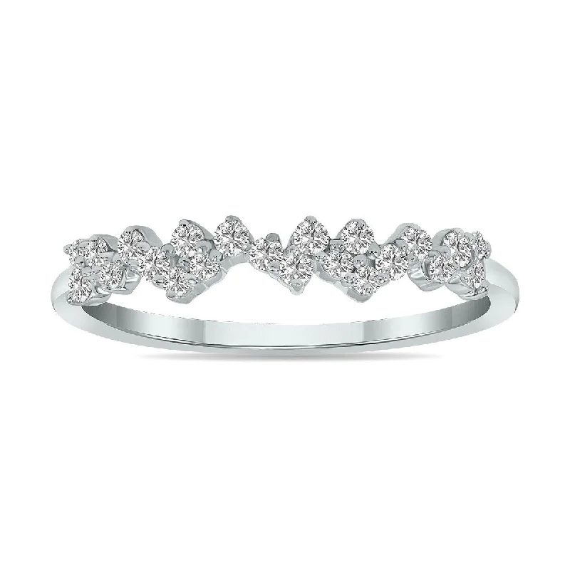 Sage leaf ring-Marquee 1/4 CTW Lab Grown Diamond Ring in 10K White Gold (F-G Color, VS1- VS2 Clarity)