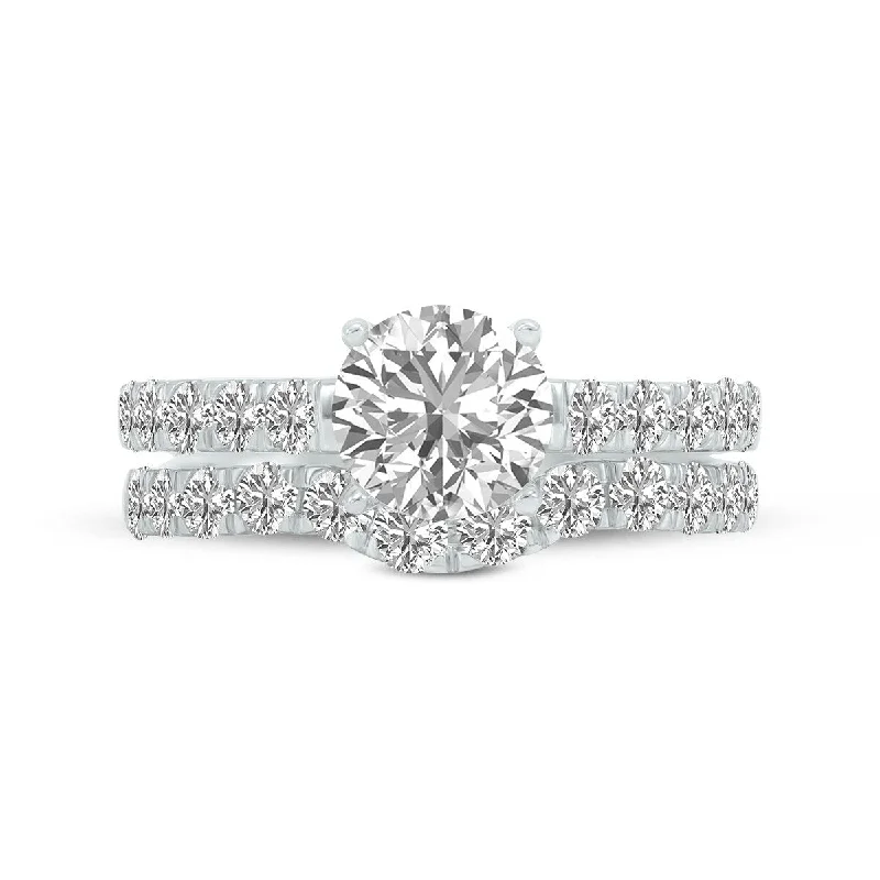 Vine halo ring-Marquee 2 5/8 Carat TW Round Lab Grown Diamond Bridal Set in 14K White Gold