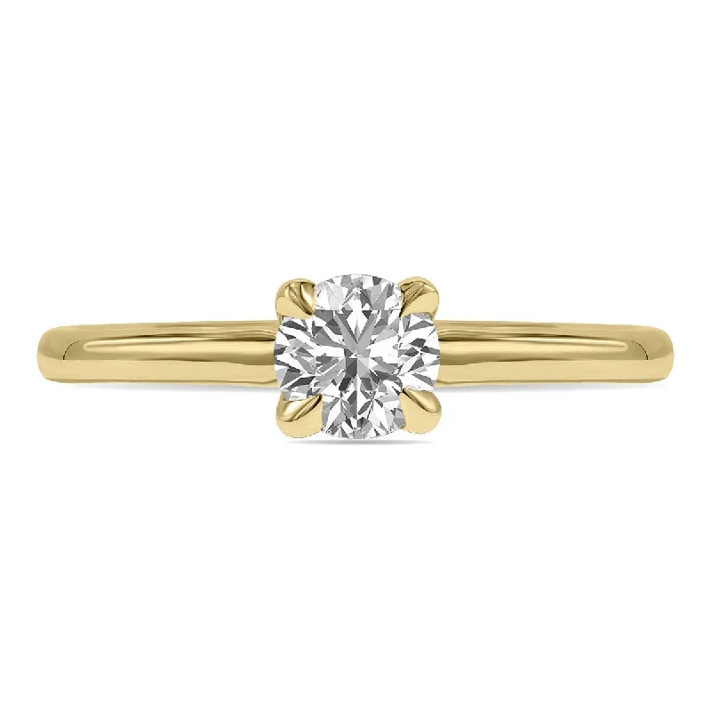 Plaited weave ring-Marquee Lab Grown 1/2 Carat Diamond Solitaire Ring in 14K Yellow Gold (F-G Color, VVS1-VVS2 Clarity)