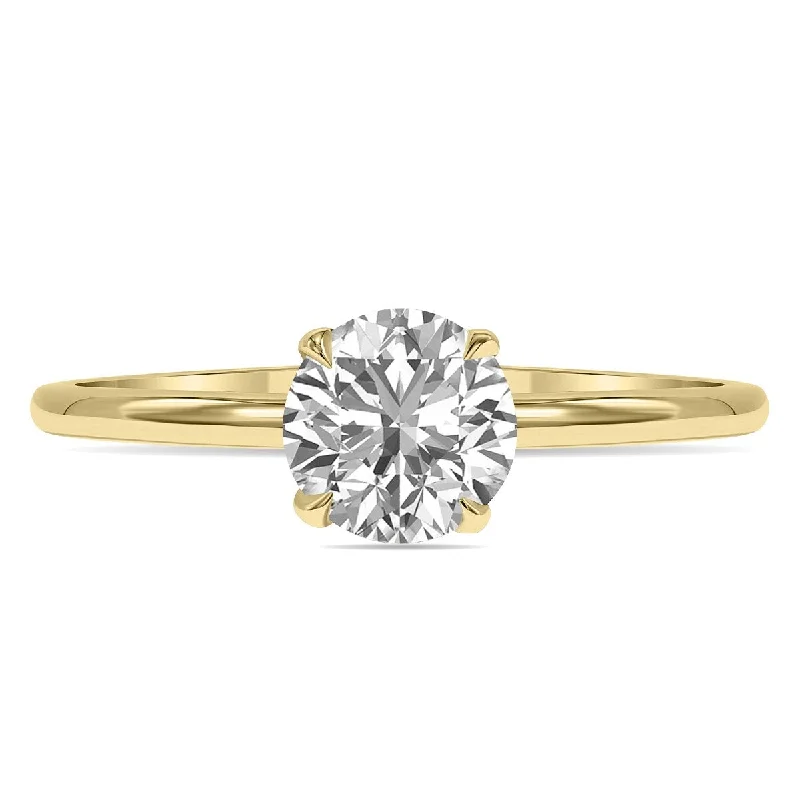 Spiral shank ring-Marquee Lab Grown 1 Carat Diamond Solitaire Ring in 14K Yellow Gold (F-G Color, VVS1-VVS2 Clarity)