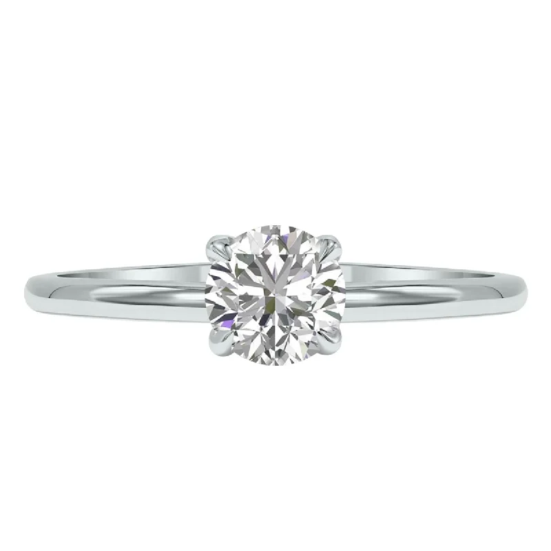 Cedar grain ring-Marquee Lab Grown Certified 3/4 Carat Diamond Solitaire Ring in 14K White Gold (F-G Color, I1-I2 Clarity)