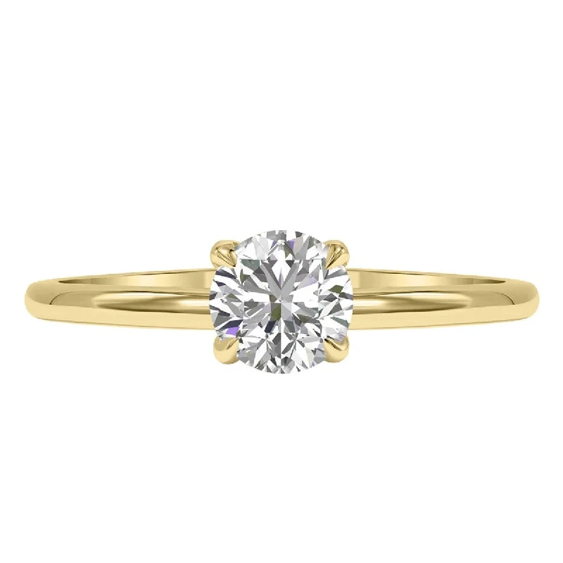 Floral weave ring-Marquee Lab Grown Certified 3/4 Carat Diamond Solitaire Ring in 14K Yellow Gold (F-G Color, I1-I2 Clarity)