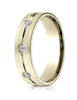 Apex set ring-Men's 14K Yellow Gold Wedding Ring with 8 Diamonds | 6mm