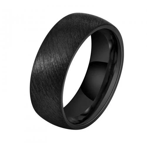 Ocean crest ring-Men's 8mm Black Classic Tungsten Carbide Wedding Dome Band with Heavy Scratch Finish