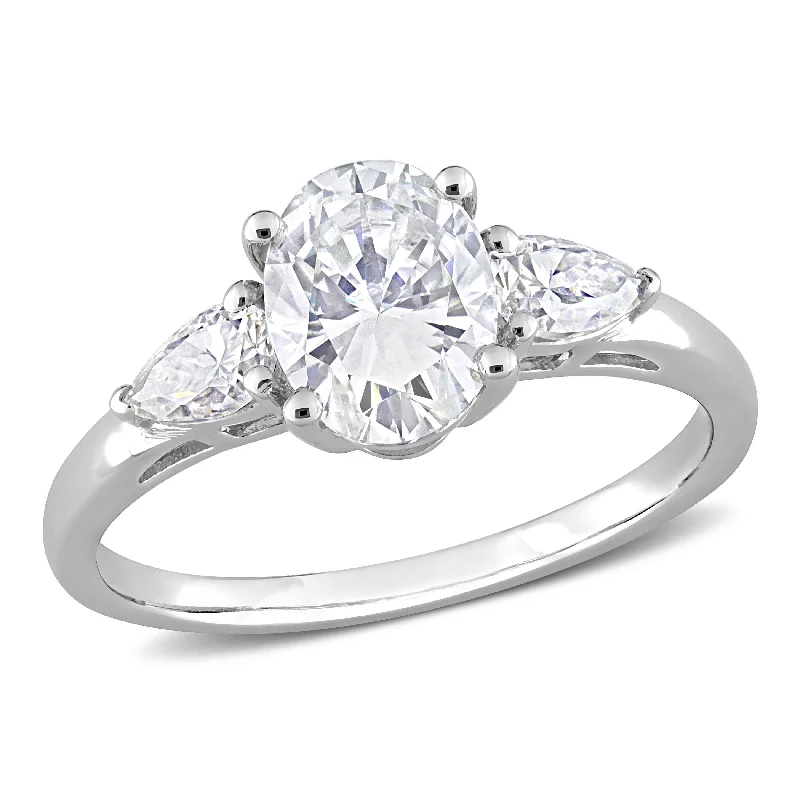 Micro stud ring-Mimi & Max 1 3/4ct DEW Created Moissanite Three-Stone Engagement Ring in Sterling Silver