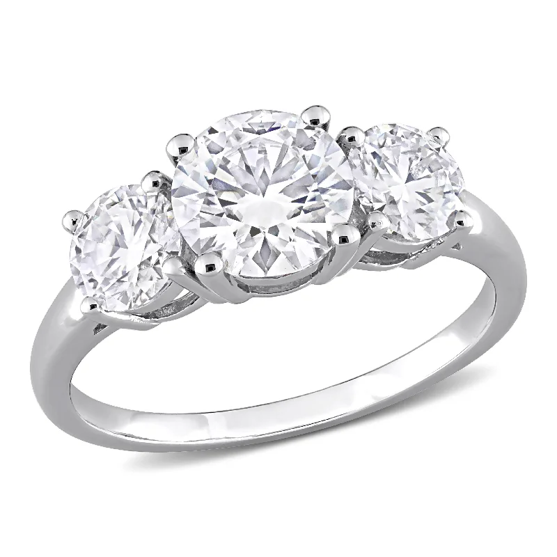 Stellar shine ring-Mimi & Max 2 1/4ct DEW Created Moissanite Three-Stone Engagement Ring in Sterling Silver