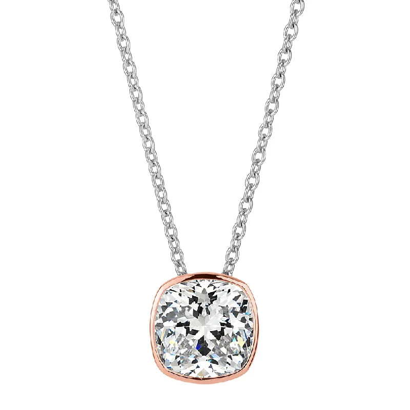 Basil sprig necklace-Necklace with 0.76 carats* of diamond simulants in 10 carat rose gold and sterling silver